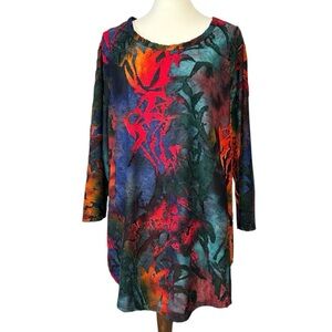 Calessa Womens 3X  Tunic Pullover 3D Textured Burnout Abstract Whimsical Fairy